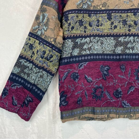 Vintage Koret Jacket 90s Jacquard Tapestry Floral Stripe Women’s 10 Medium - Picture 6 of 15